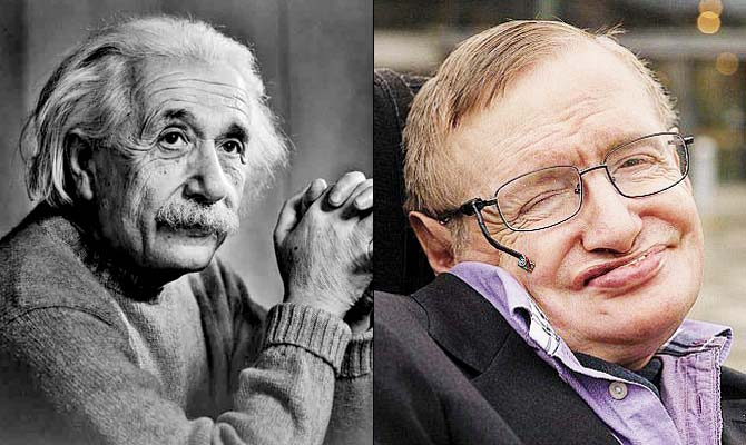 Albert Einstein (à gauche) et Stephen Hawking (à droite).