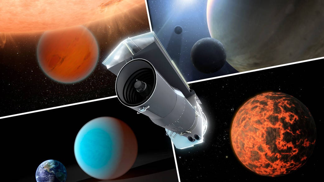 Spitzer ne faisait que 85 cm de diamètre, contre 6,5 mètres pour le JWST. Il a pourtant permis d'en apprendre plus sur les exoplanètes. ©NASA/JPL-Caltech